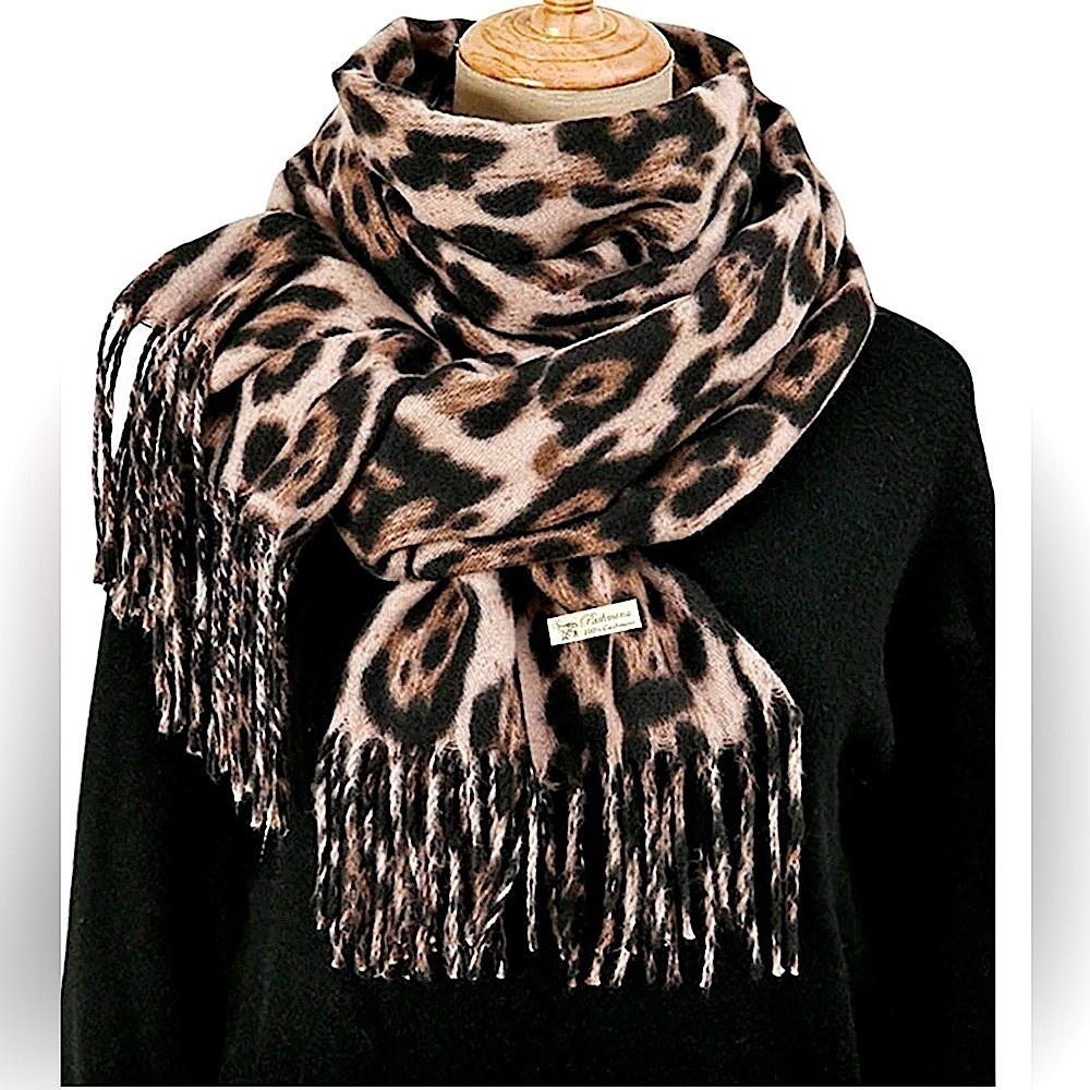 Leopard Print Pashmina Cashmere Women’s Scarf Fringed Wrap Shawl 79” x 28” New!